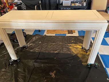 BEFORE - white sofa table