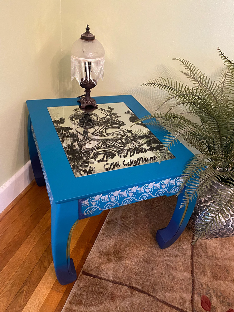 Blue french side table